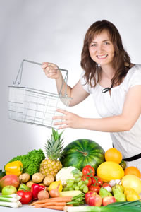 Women holding a grocery basket
