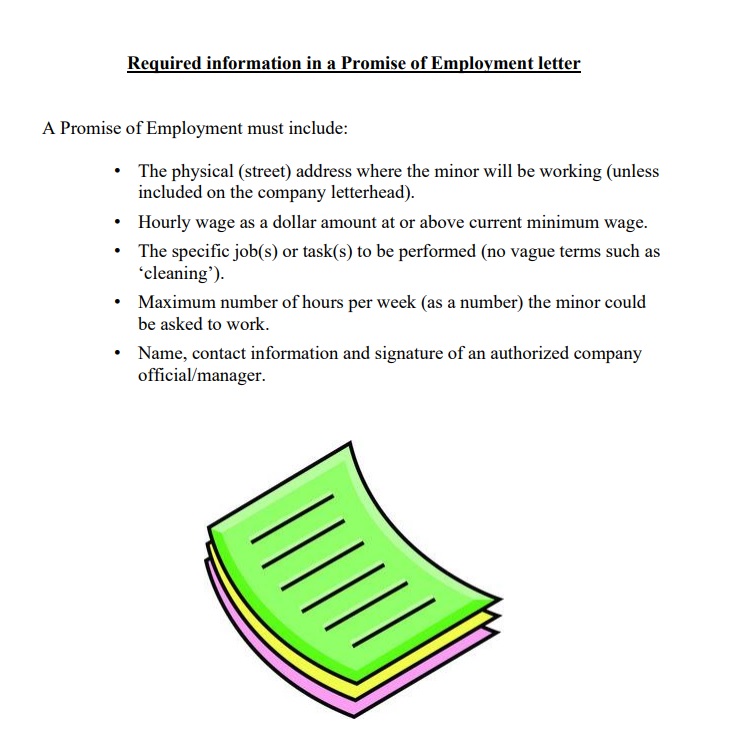 Required information in a Promise of Employment Letter
