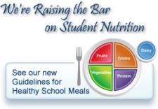 We're Raising the Bar on Student Nutrition Logo with graphic of plate and fork