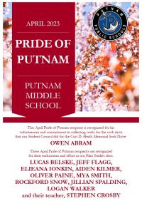 Pride of Putnam April 2023 Putnam Middle School